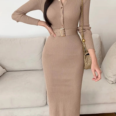 Serra Premium Woolen Midi Dress