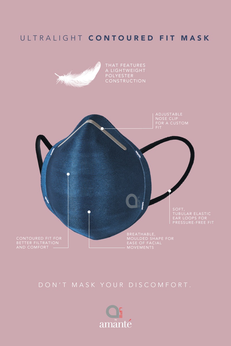 Ultra-light Contoured Fit Mask (Pack of 3) - Blk-A Grey-D Blue