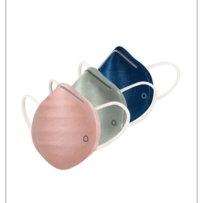 Ultra-light Contoured Fit Mask (Pack of 3) - D Blue-A Grey-Chlk Rose