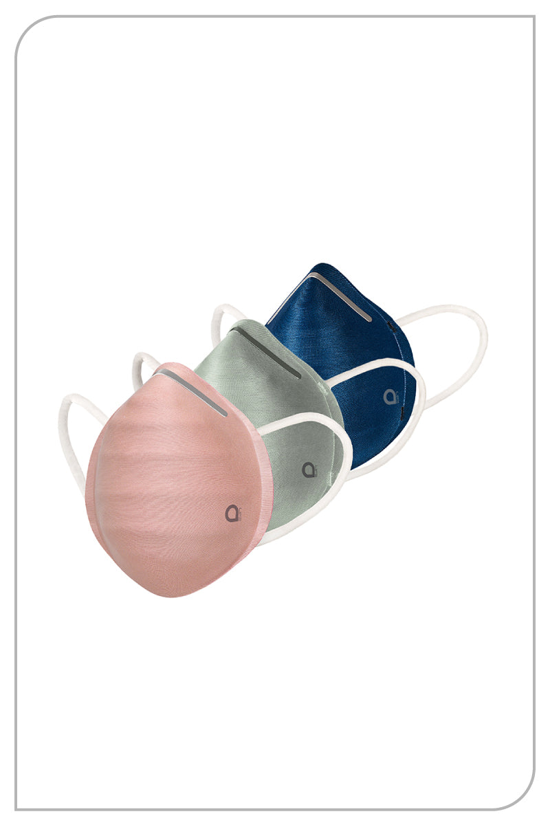 Ultra-light Contoured Fit Mask (Pack of 3) - D Blue-A Grey-Chlk Rose