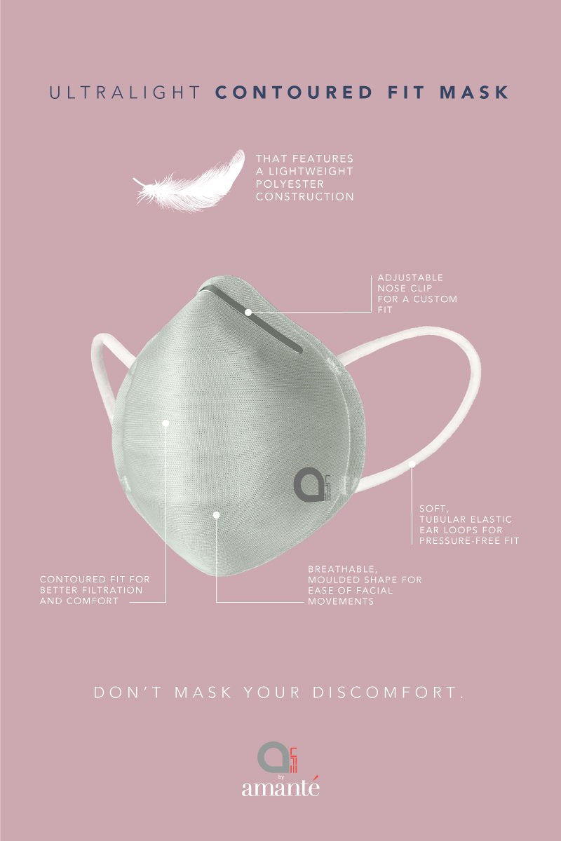 Ultra-light Contoured Fit Mask (Pack of 3) - D Blue-A Grey-Chlk Rose