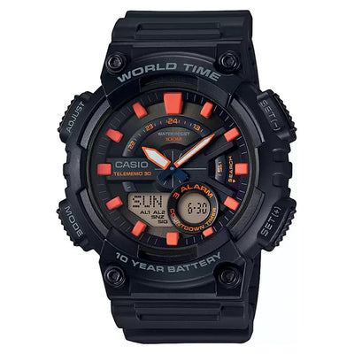 Casio Youth Black & Orange Dial Men 46.6mm