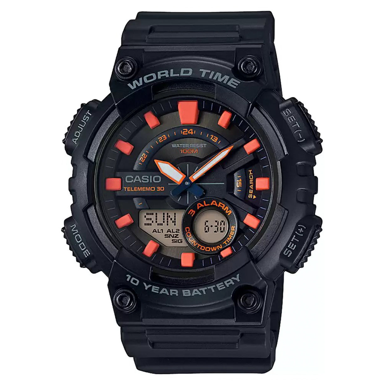 Casio Youth Black & Orange Dial Men 46.6mm