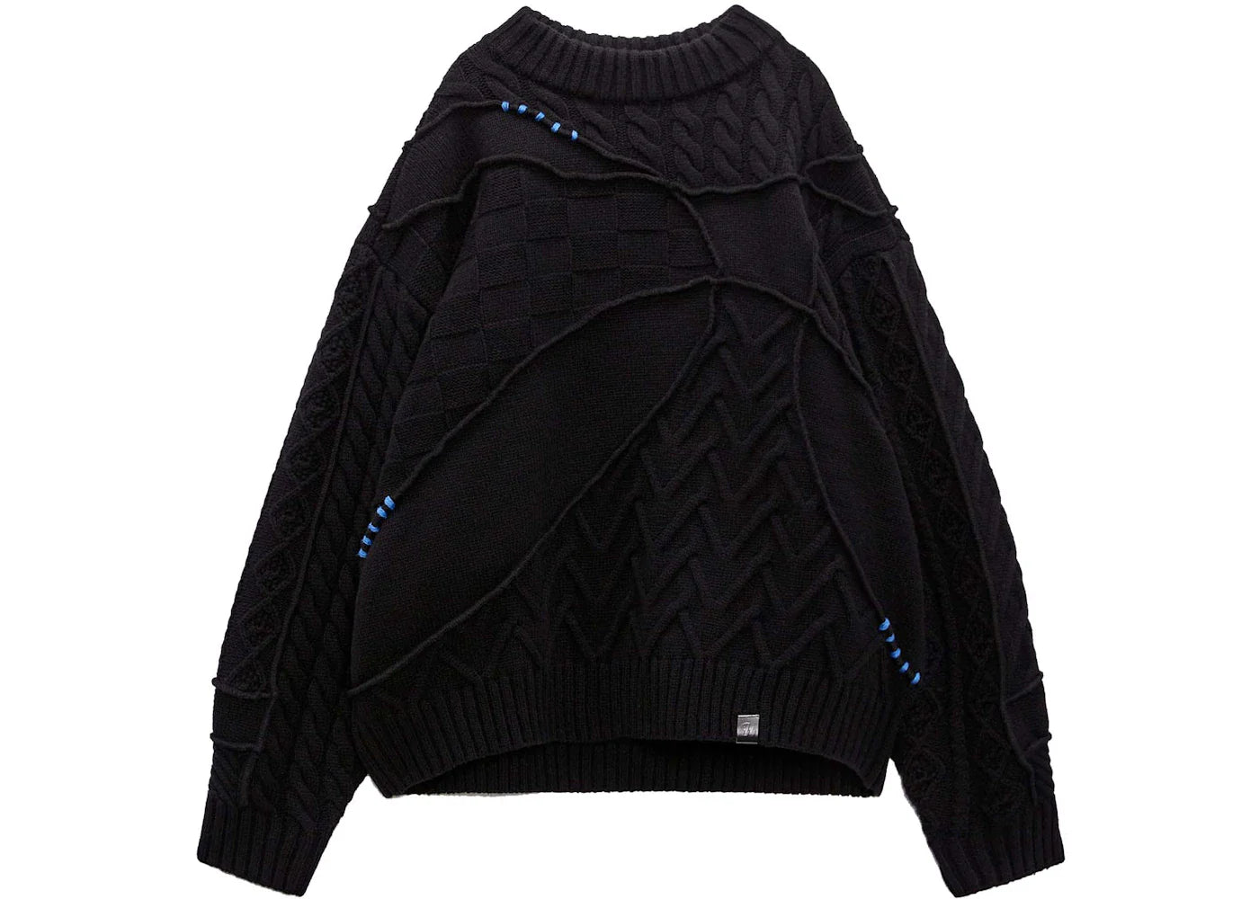 ADER error x Zara Oversized Patchwork Knit Mens Sweater Black