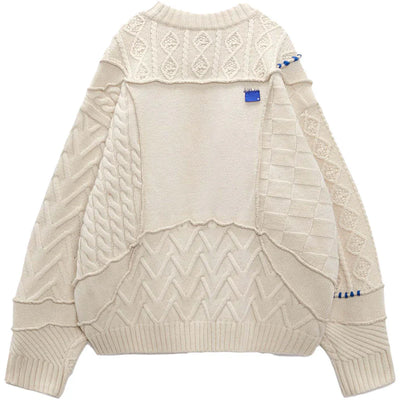 ADER error x Zara Oversized Patchwork Knit Sweater Ecru