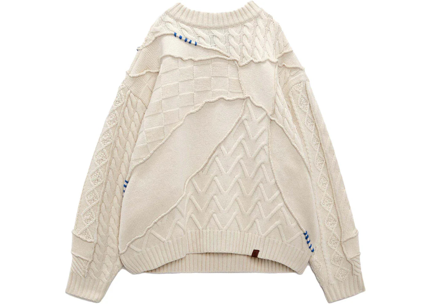ADER error x Zara Oversized Patchwork Knit Sweater Ecru