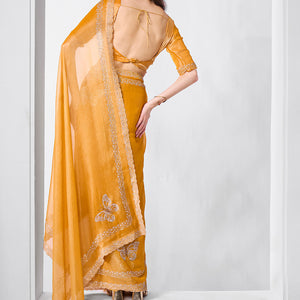 Embellished Beads and Stone Organza Saree With Blouse Piece