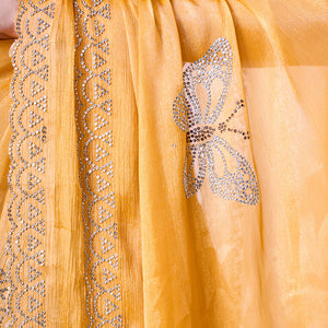 Embellished Beads and Stone Organza Saree With Blouse Piece
