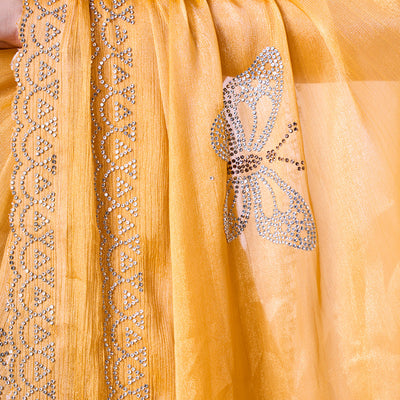 Embellished Beads and Stone Organza Saree With Blouse Piece