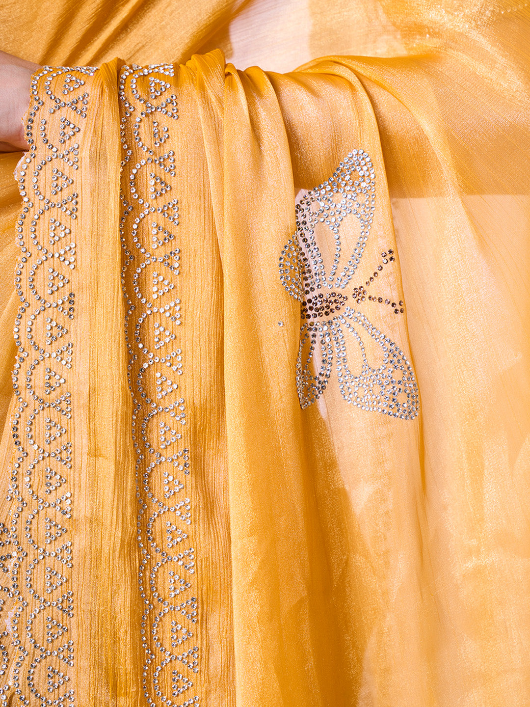 Embellished Beads and Stone Organza Saree With Blouse Piece