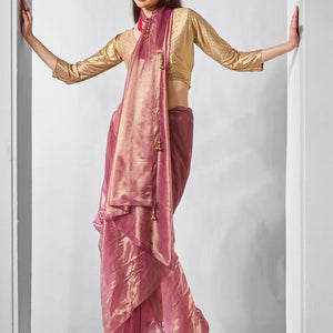 Solid Tissue Saree with Hanging With Blouse Piece