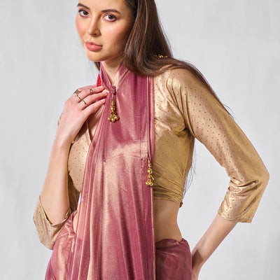 Solid Tissue Saree with Hanging With Blouse Piece