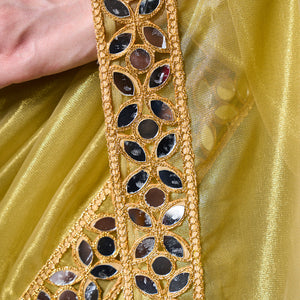 Mirror Work Lace Saree With Blouse Piece