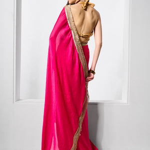 Embellished Satin Saree With Blouse Piece