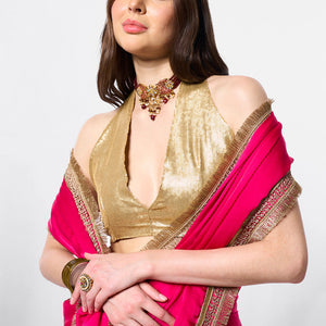 Embellished Satin Saree With Blouse Piece