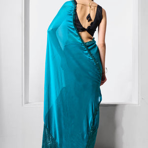 Embellished Satin Saree With Blouse Piece