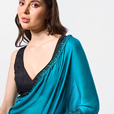 Embellished Satin Saree With Blouse Piece