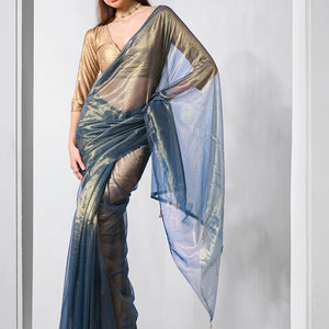 Solid Tissue Saree with Hanging With Blouse Piece