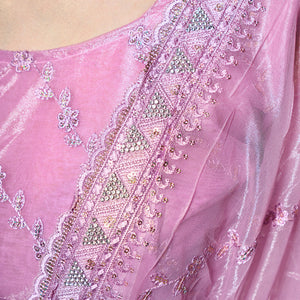 Embroidered Embellished Organza Saree With Blouse Piece