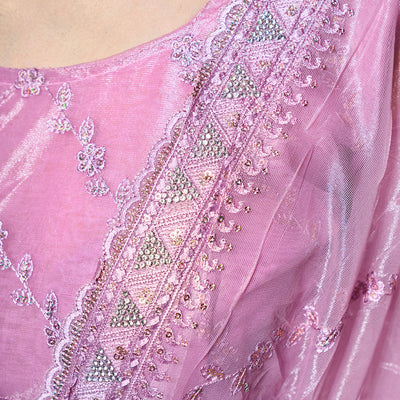 Embroidered Embellished Organza Saree With Blouse Piece