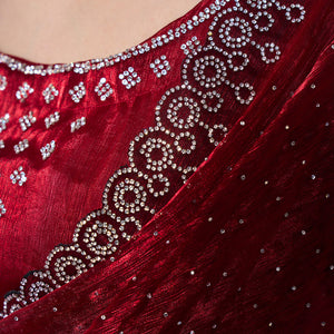 Embellished Beads and Stone Organza Saree With Blouse Piece