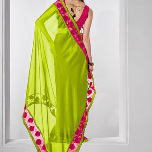 Embellished Chiffon Saree With Blouse Piece