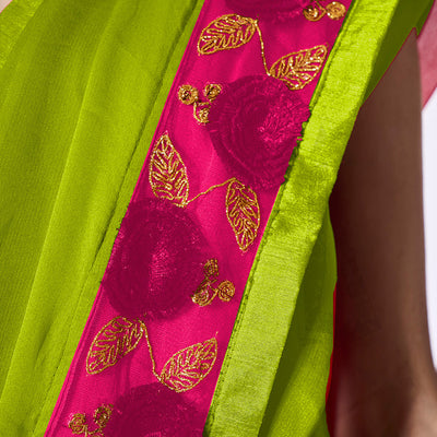 Embellished Chiffon Saree With Blouse Piece