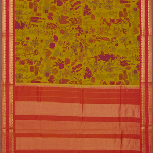 Sage Green Gadwal Handloom Printed SICO Saree -Sage Green