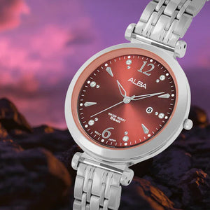 Alba Fashion Maroon Dial Women 32mm AH7BW3X1