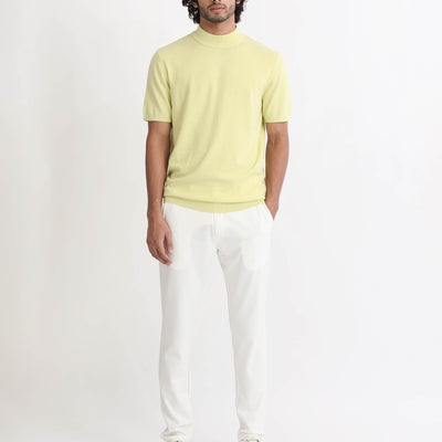 Rare Rabbit Men's Alfet Yellow Half Sleeves High Neck Knitted T-Shirt