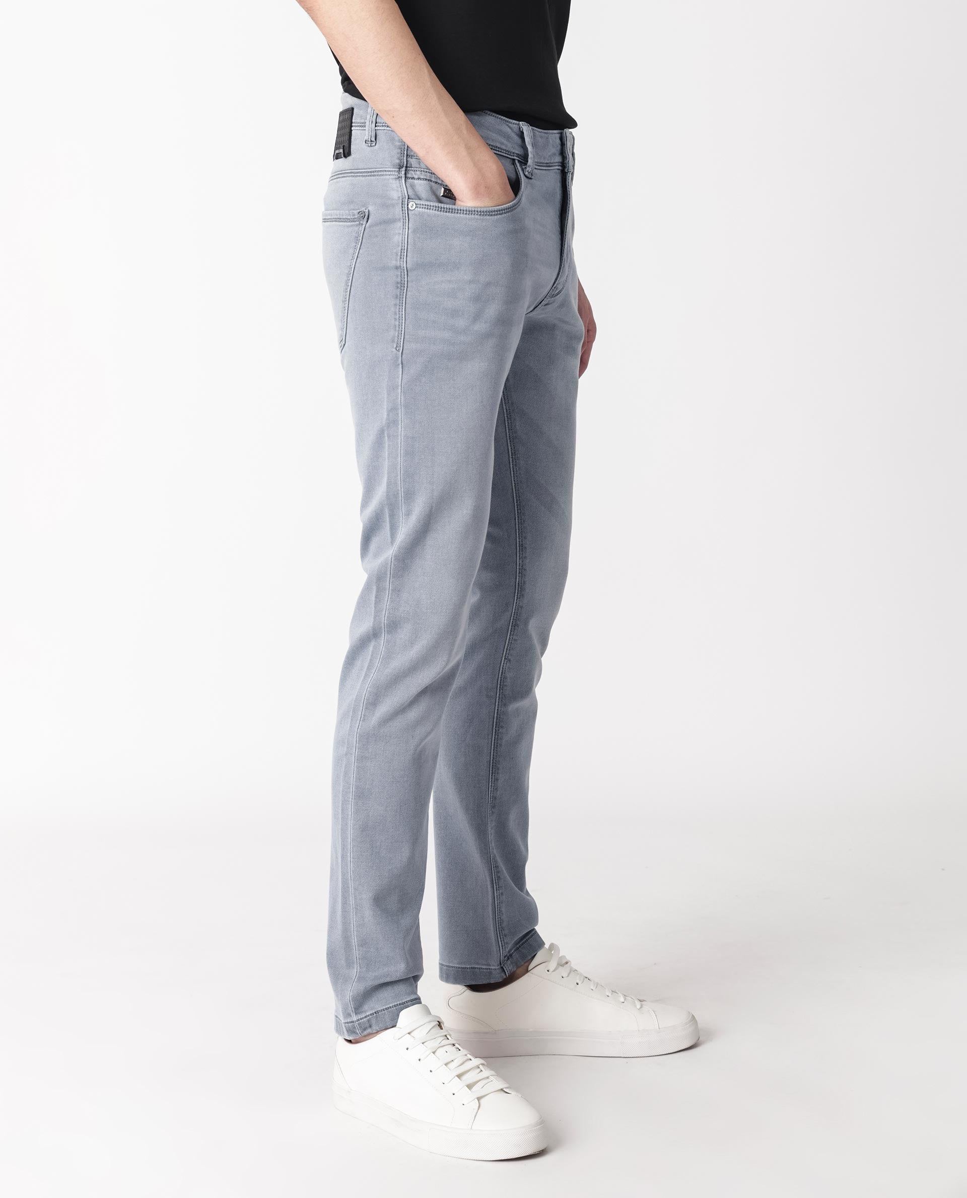 Rare Rabbit Men's Alphen Light Blue Light Wash Mid-Rise Slim Fit Jeans