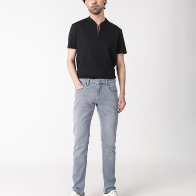 Rare Rabbit Men's Alphen Light Blue Light Wash Mid-Rise Slim Fit Jeans