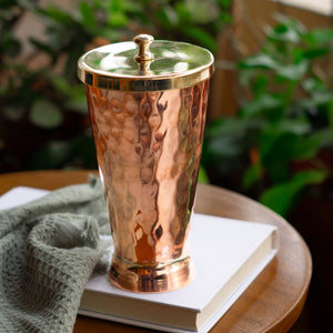 Ayurveda Starter Kit (1 Brass Kadhai, 1 Copper Tumbler, 1 Kansa (Bronze) Thaali - 10.5