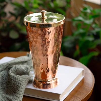 Ayurveda Starter Kit (1 Brass Kadhai, 1 Copper Tumbler, 1 Kansa (Bronze) Thaali - 10.5