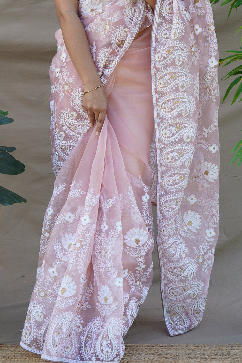 Light Brown Organza Saree
