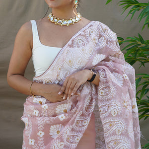 Light Brown Organza Saree
