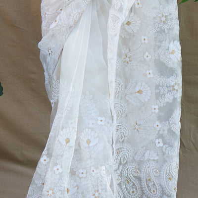 Pure White Organza Saree