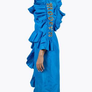 Gucci One Shoulder Modern Dress Blue