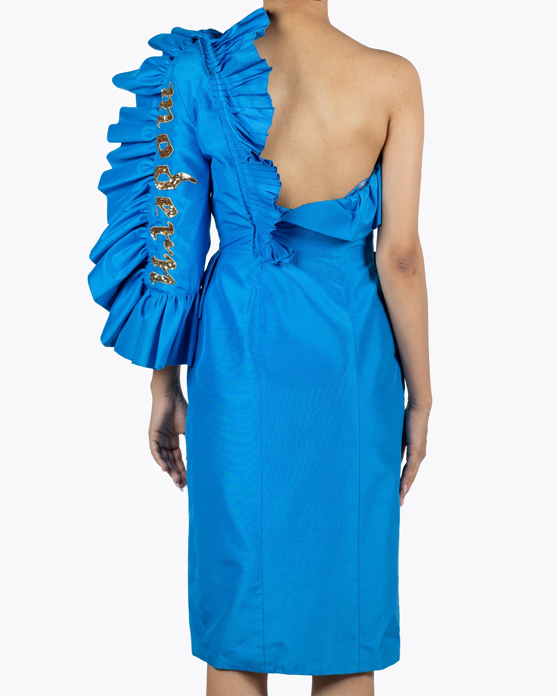 Gucci One Shoulder Modern Dress Blue
