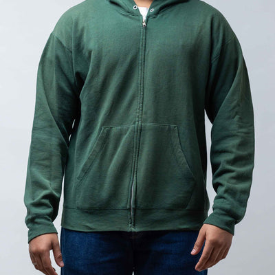 Vintage 2002 Hanes Green Zip-up Hoodie