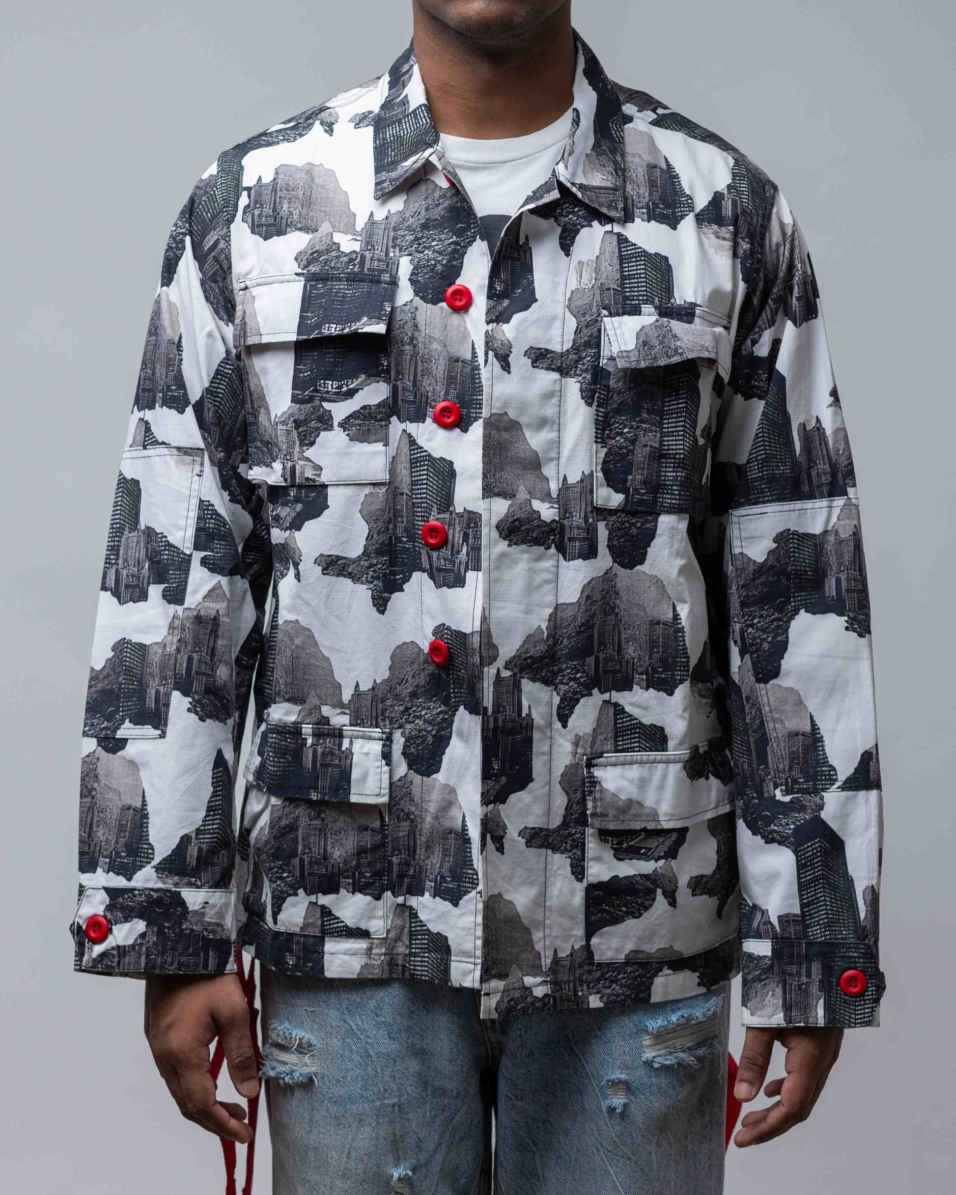 Off-White 2013 Velvet Logo Cityscape Aop Cotton Jacket