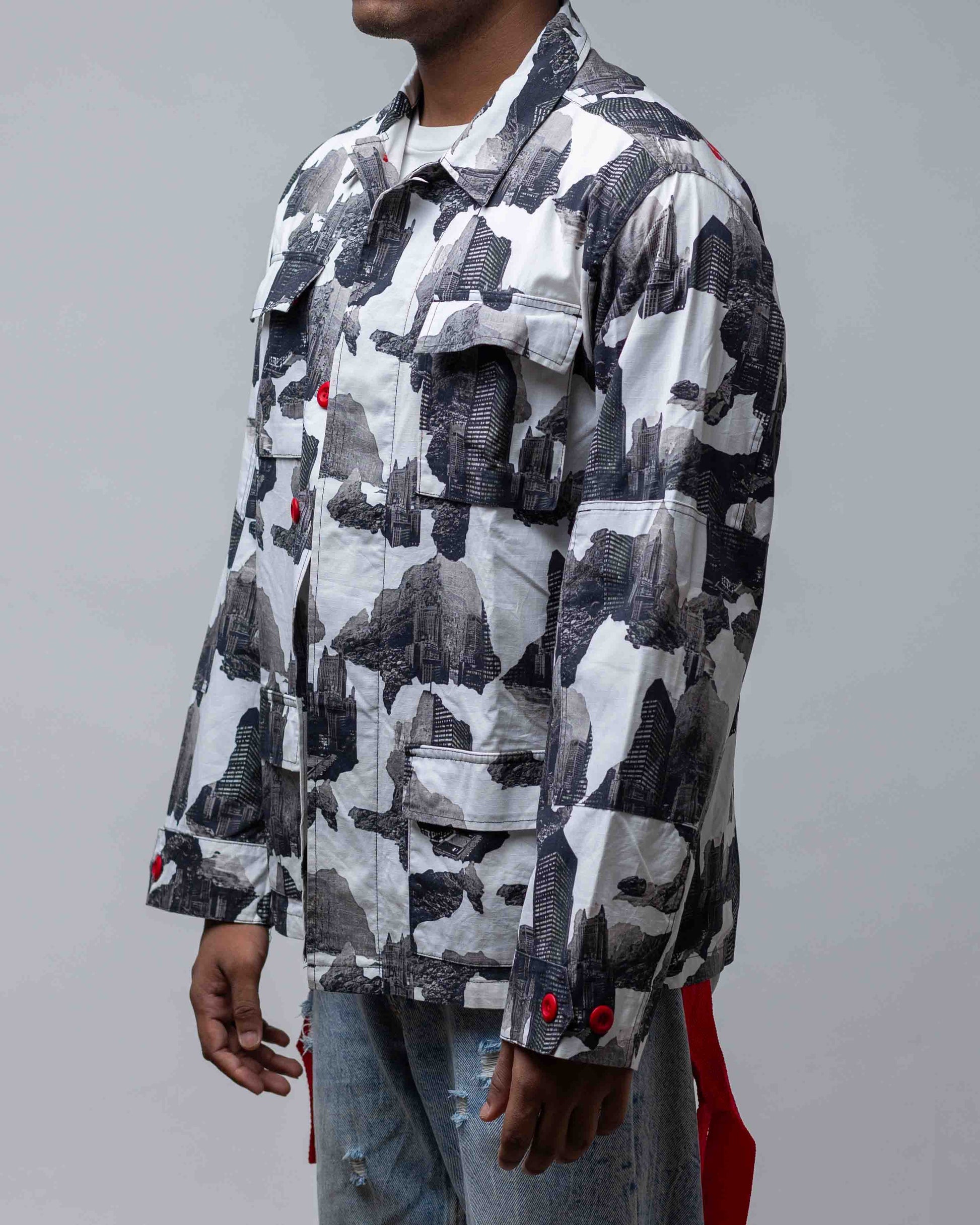 Off-White 2013 Velvet Logo Cityscape Aop Cotton Jacket