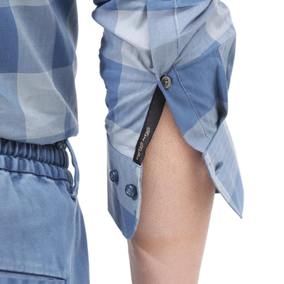 Rare Rabbit Mens Amos Blue Cotton Fabric Full Sleeve Regular Fit Checks Shirt