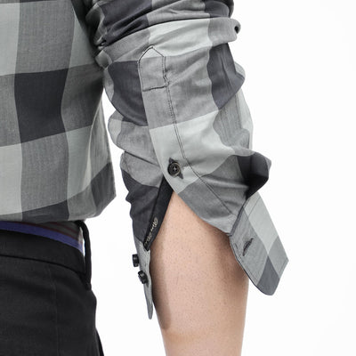 Rare Rabbit Mens Amos Grey Cotton Fabric Full Sleeve Regular Fit Checks Shirt