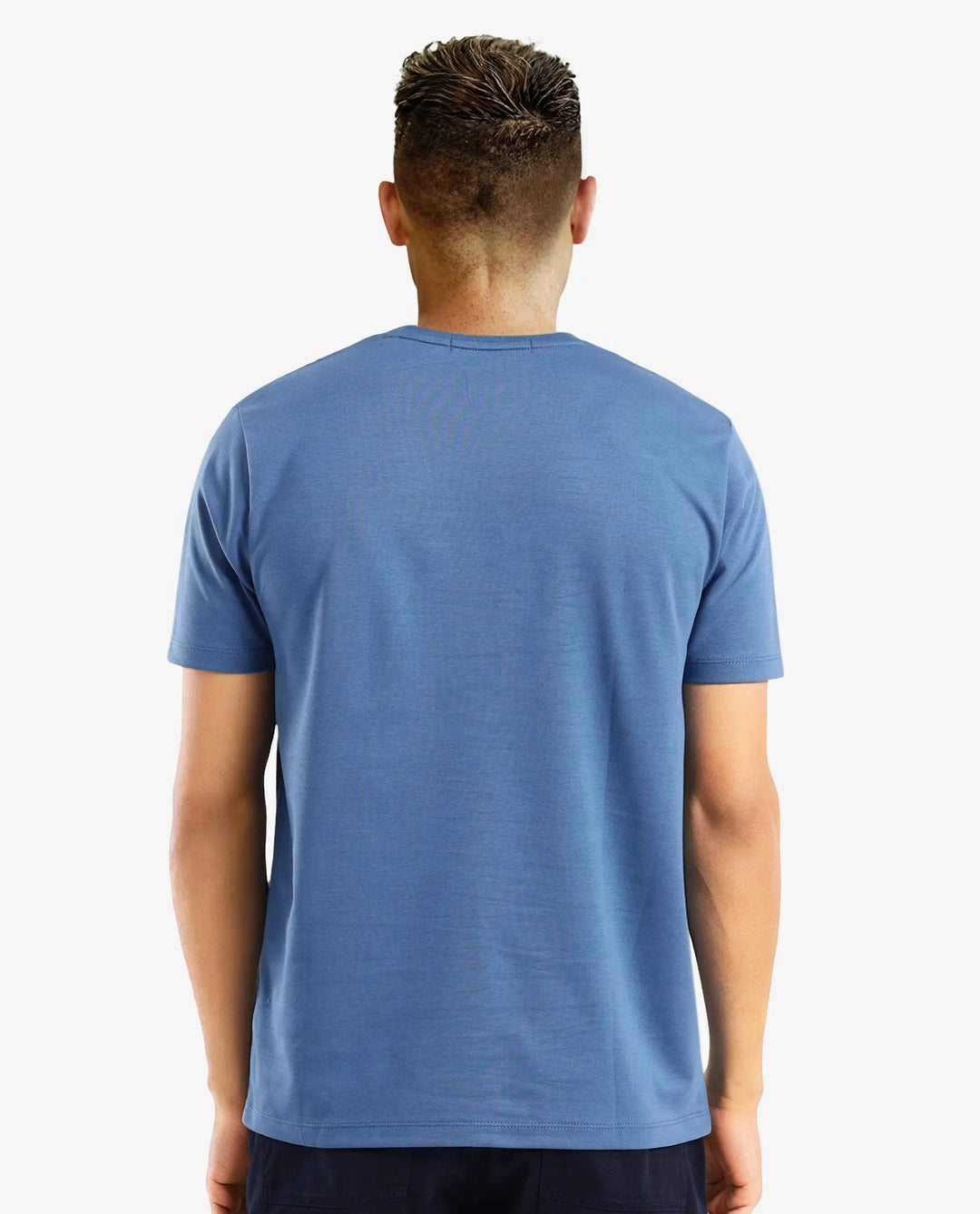 Rare Rabbit Men Antu Blue Cotton Polyester Fabric Short Sleeve Crew Neck Logo Print Oversized T-Shirt