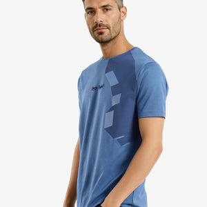 Rare Rabbit Men Antu Blue Cotton Polyester Fabric Short Sleeve Crew Neck Logo Print Oversized T-Shirt