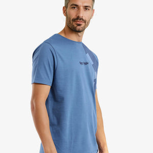 Rare Rabbit Men Antu Blue Cotton Polyester Fabric Short Sleeve Crew Neck Logo Print Oversized T-Shirt