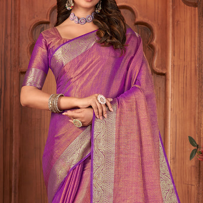 Fuscia Pink Tussar Saree