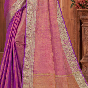 Fuscia Pink Tussar Saree