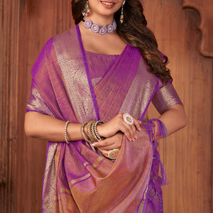Fuscia Pink Tussar Saree
